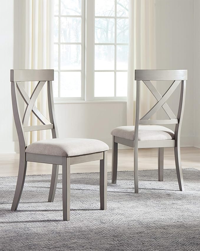 Signature Design by Ashley Parellen Modern Farmhouse Upholstered Dining Chair, Set of 2, Gray