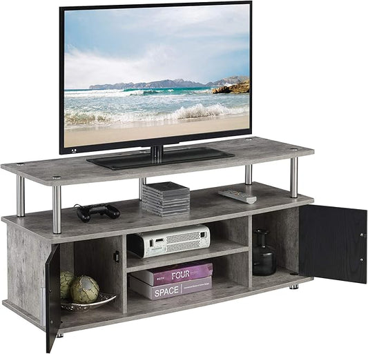 Convenience Concepts Designs2Go Monterey Stand Family Entertainment Center with Storage Cabinets and Shelves, Modern TV Console for Living Room, Office, 47.25", Faux Birch/Black