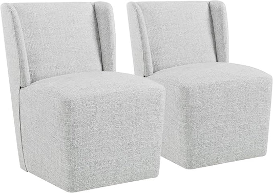 Dining Chairs with Casters Require Assembly Upholstered Wingback Single Sofa Armless Deskchair for Bedroom Waiting Room Kitchen Diningroom
