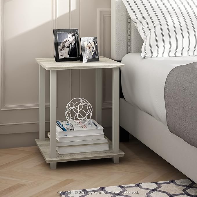 Furinno Simplistic Set of 2 End Table, Sonoma Oak/White