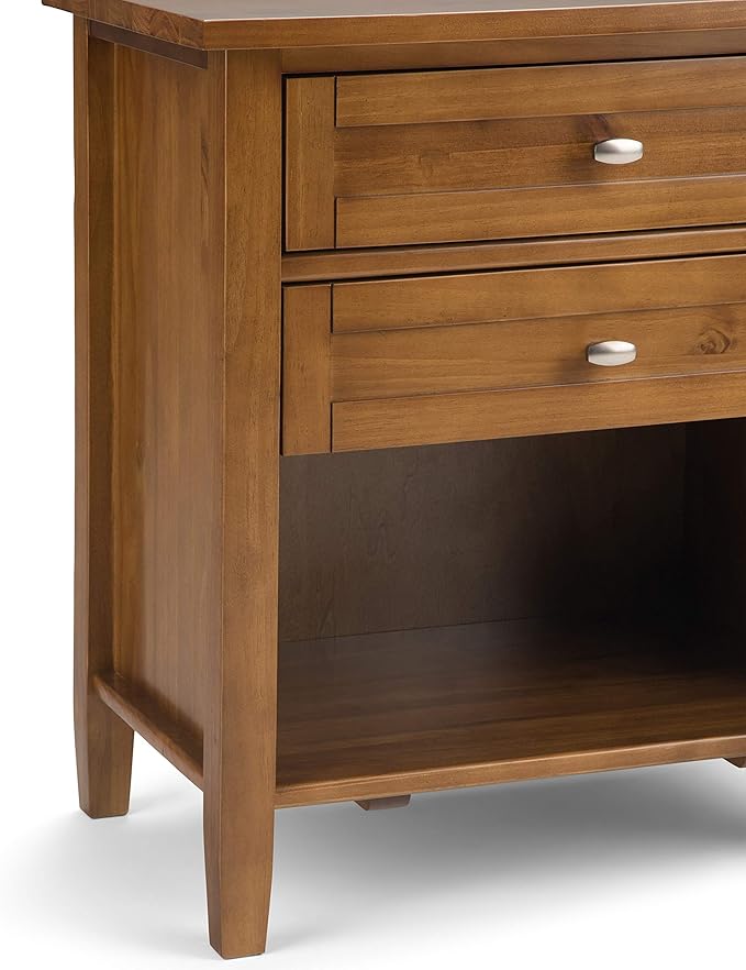 SIMPLIHOME Warm Shaker SOLID WOOD 24 inch Wide Transitional Bedside Nightstand Table in Light Golden Brown for the Living Room and Bedroom