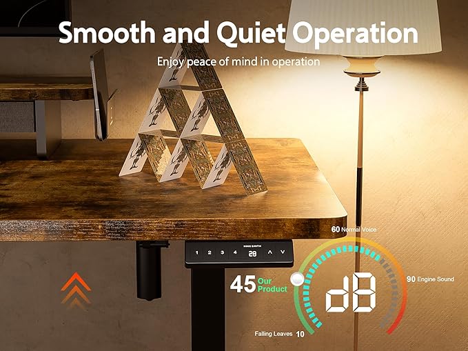 55x24 Inches Electric Standing Desk with Drawer and Monitor Stand, Height Adjustable Stand up Desk for Home Office, Ergonomic Sit to Stand Desk with Phone Holder, 3 Hooks, Rustic Brown