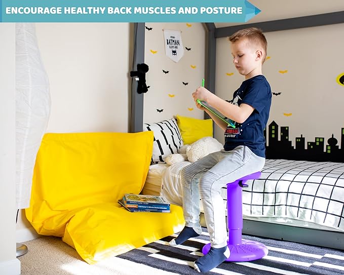 ActiveChairs Adjustable Wobble Stool, Flexible Classroom Seating, Improves Focus, Posture & Helps ADHD/ADD, Sensory Chair, Active Desk Chairs, Adjusts from 16.65" to 23.75", Ages 13-18, Purple