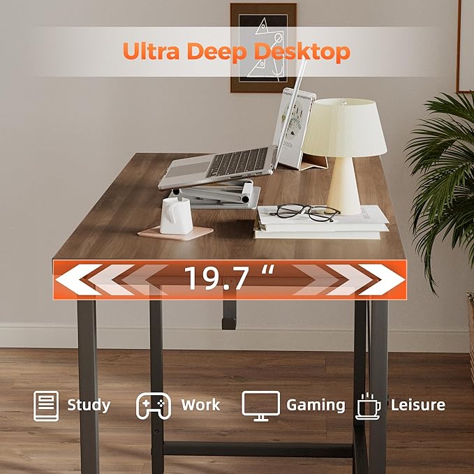 Computer Desk, Gaming Desk for Small Spaces, Modern Simple Style Table for Home Office, Study Student Writing Table (Caster, Walnut, 40 inch)