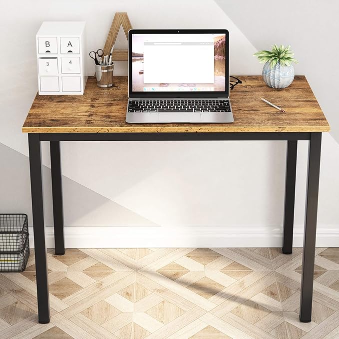 DlandHome 31.5 inch Computer Desk Home Office Table Writing Desk Study Table Gaming Desk Workstation (31.5 inch, Rustic Brown)