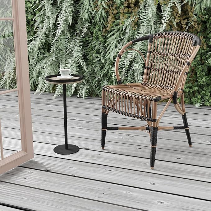 Round Drink Table,Small Pedestal Table,Small Round Side Table for Narrow Spaces,Martini Table for Living Room, Bedroom, Bathroom,Balcony (Oak)