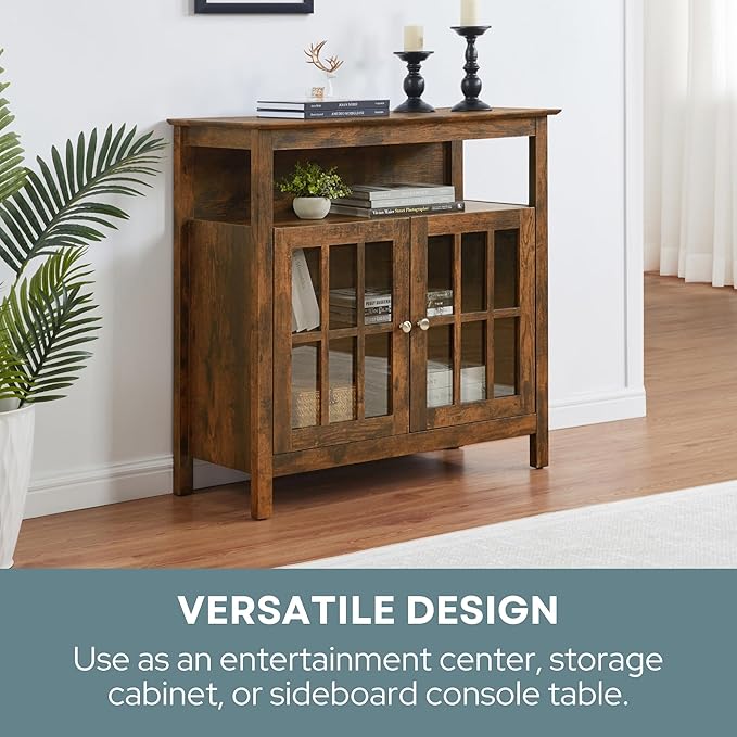 Convenience Concepts Big Sur Highboy Stand 36" Modern Entertainment Center for TVs up to 40", Storage Cabinet for Dining, Living, & Family Room, Console Hall Table with Shelves, unspecified, Barnwood