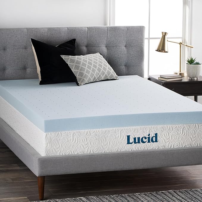 LUCID - LU40FF30GT 4 Inch Gel Memory Foam Mattress Topper-Ventilated Design-Ultra Plush-Full