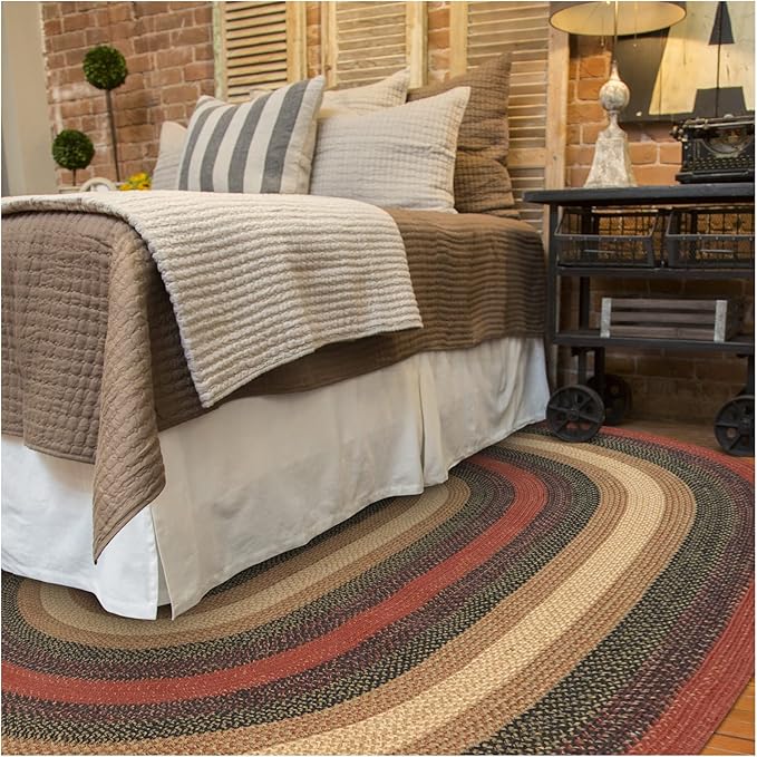 Homespice Highland Multi Color Oval Area Rugs, 5x8' - Handmade with Jute, Warm Country and Lodge Decor, Perfect for Living Rooms and Bedrooms - Durable, Easy to Clean and Pet Friendly