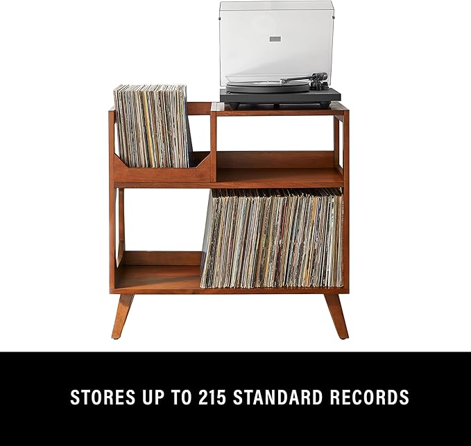 Crosley Furniture Asheville Mid-Century Modern Media Console Record Player Stand, Storage for Vinyl Records, Medium, Walnut