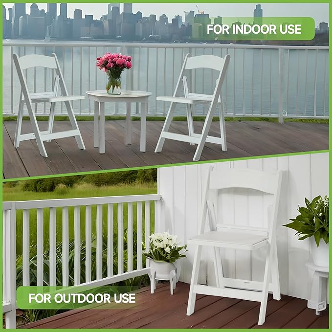 Real Relax White Resin Folding Chairs with Cushion - Comfortable Foldable Plastic Chair - Stackable Chairs with Padded Seats - Indoor/Outdoor Chairs for Events, 600lbs Capacity(60 Pack)