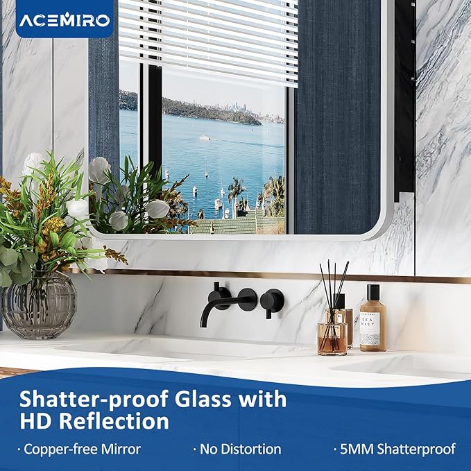 24x30 Inch Bathroom Medicine Cabinet with Mirror Metal Framed Recessed or Wall Mounted Mirrored Medicine Cabinets for Bathroom Brushed Silver