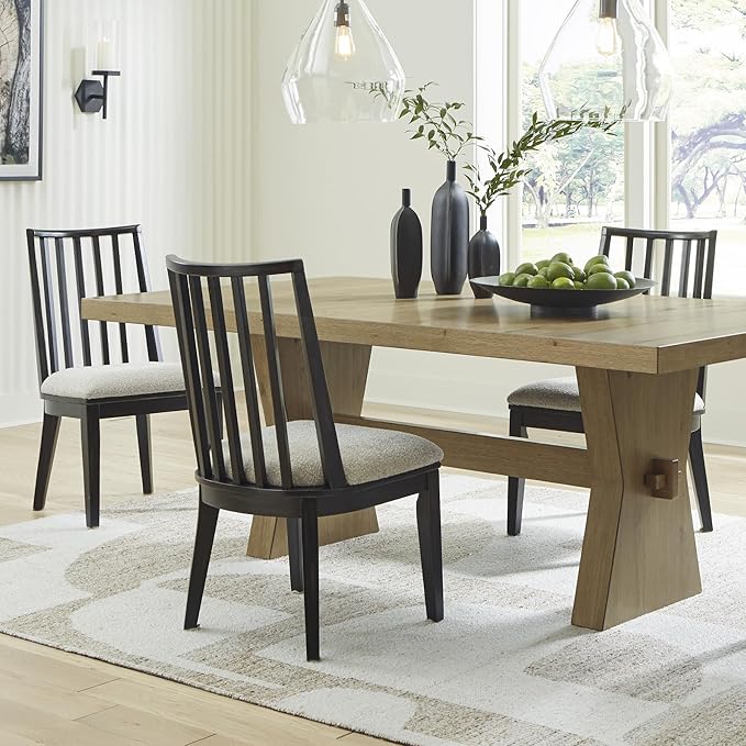 Signature Design by Ashley Galliden Urban Upholstered Armless Dining Chair, Set of 2, Black & Light Gray