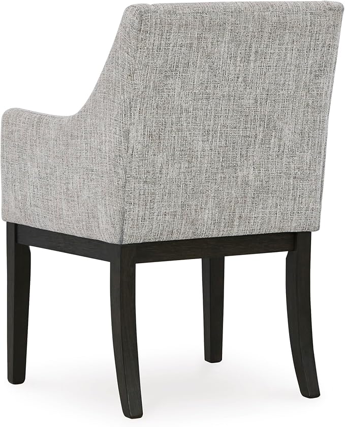 Signature Design by Ashley Burkhaus Traditional Dining Upholstered Arm Chair, 2 Count, Gray & Dark Brown