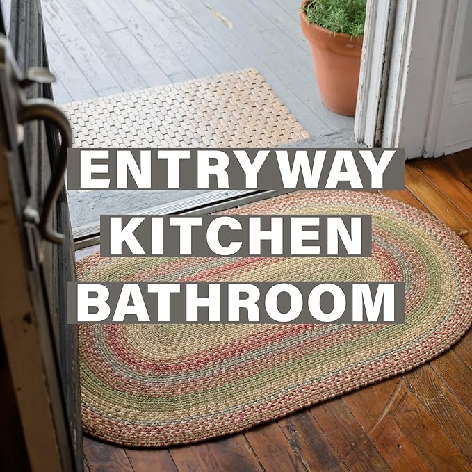 Homespice Azalea Multi Color Braided Runner Rug, Jute, 22x72 Rectangle - Perfect Country Primitive Decor for Kitchen, Bathroom, Everywhere