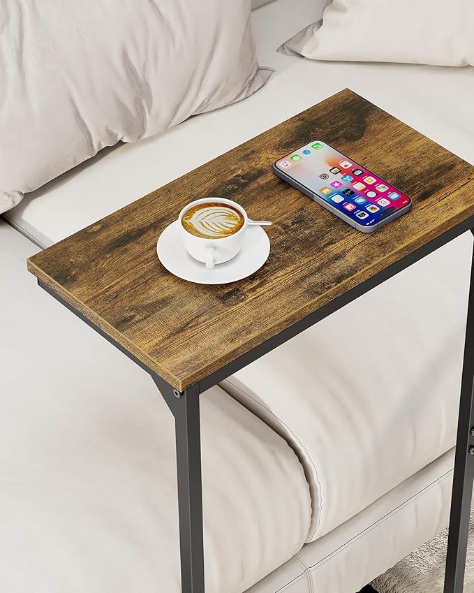 TUTOTAK C Shaped End Table, Tv Tray, Small Side Table, Set of 2, 28.7 inch Tall Couch Table, Tray Table, Sofa Table, Living Room, Bed Room, Brown TB01BB0712
