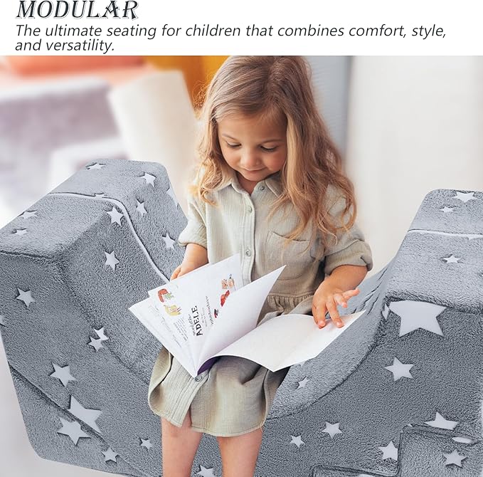 MeMoreCool Foam Climbing Toddler Couch, Modular Kids Sofa with Slide & Stair, Convertible Baby Couch for Playroom, Sectional Furniture for Crawling, Climbing, and Kids’ Play