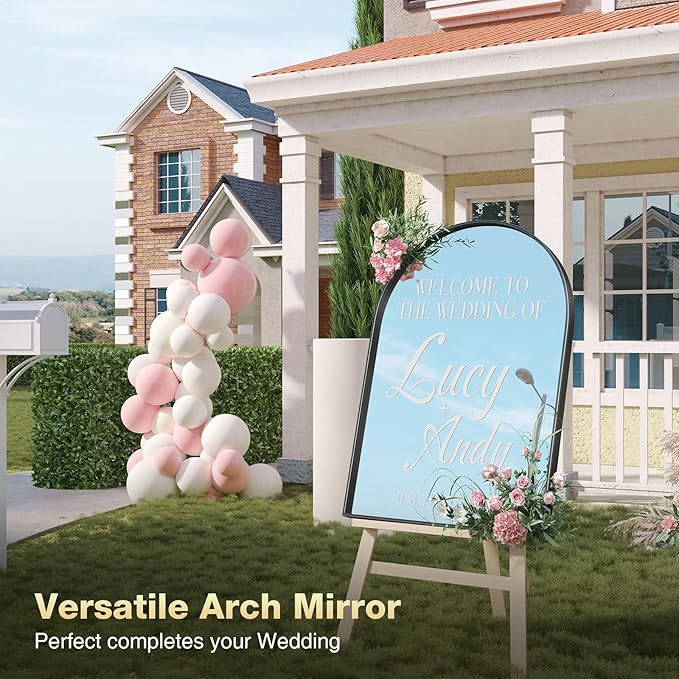 Brightify Arched Mirror, Arched Wall Mirror, 24 x 42 Inch Black Arch Mirror, Metal Frame Black Bathroom Mirror, Arched Top Bathroom Vanity Mirror for Living Room Bedroom Mantel Entryway Hallways