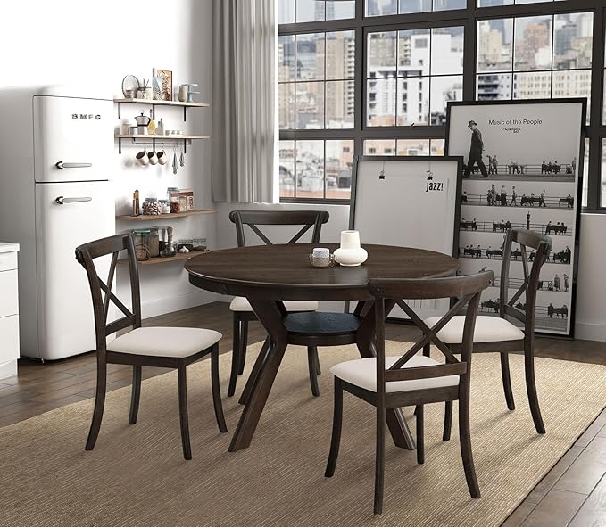 Wooden Dining Chairs Set of 2, Kitchen Chairs Upholstered Dining Chair, Farmhouse Dining Chairs for Dining Table, Max Load 300 Lbs,Brown