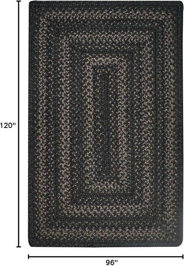 Homespice Jet Black Jute Rug 8x10' – Primitive Braided Rugs for Living Room and Dining Room