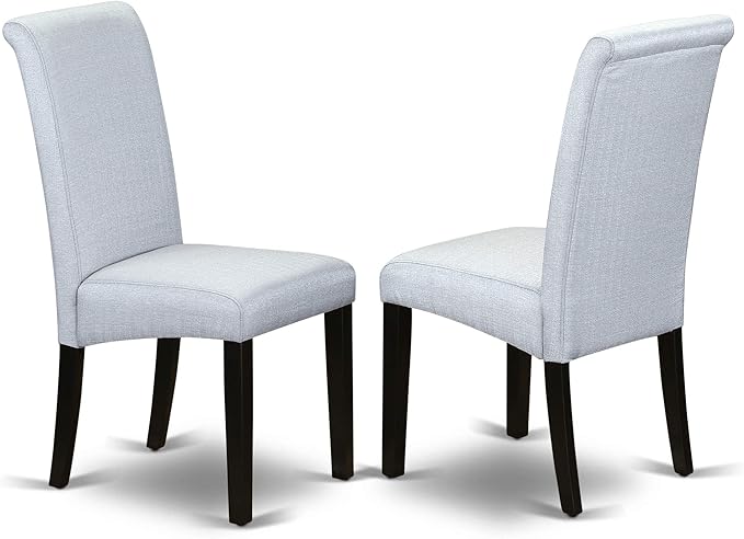 East West Furniture LGBA5-BLK-05 5 Piece Dinette Set Includes a Rectangle Dining Table with Butterfly Leaf and 4 Grey Linen Fabric Parson Dining Room Chairs, 42x84 Inch, Black