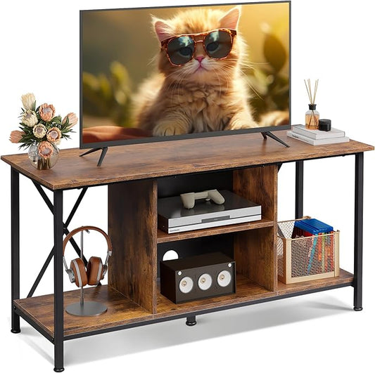 WLIVE TV Stand up to 45 Inch TV, 41" Entertainment Center with Open Storage Shelf for Living Room, Rustic Brown