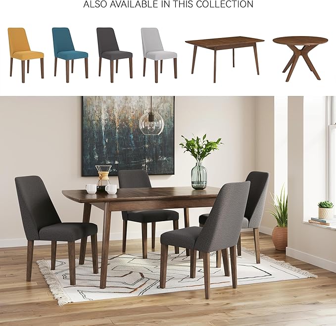 Signature Design by Ashley Lyncott Contemporary Dining Room Upholstered Side Chair with Foam Cushion, Set of 2, Dark Gray & Brown