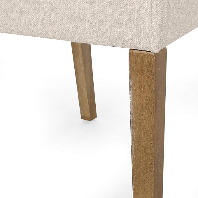 Christopher Knight Home Kuna Contemporary Upholstered Dining Chair (Set of 2), Beige + Weathered Brown