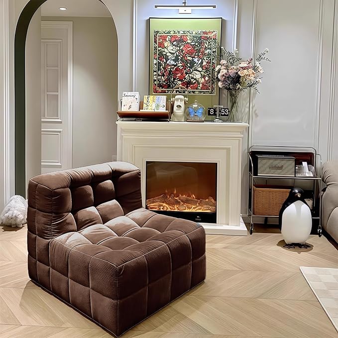 Bean Bag Chair - Memory Foam Bean Bag Chair for Adults, Comfy High-Resilience Single Sofa, Small Space Floor Chair, Chaise Lounge for Living Room, Bedroom (Dark Brown, Square)
