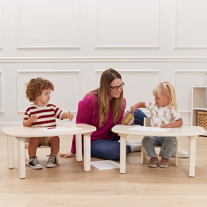ECR4Kids Little Learner Table and Chair Set, Kids Furniture, White Wash