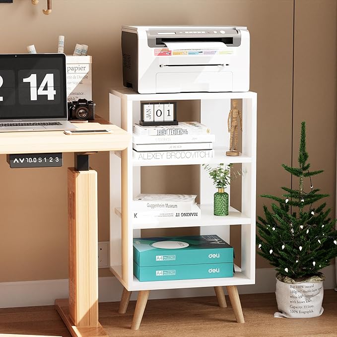 Night Stand, White Kids Nightstand, Modern End Table with Open Storage, 3-Tier Nursery Bedside Table for Small Space, Living Room, Bedroom