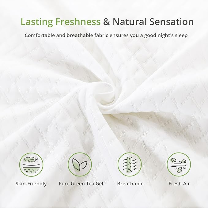 8 Inch Twin Mattress, Memory Foam Mattress with Cooling Green Tea Gel, Relieve Pressure with Medium Firm Support, CertiPUR-US Certified, 75''L x 38''W, White