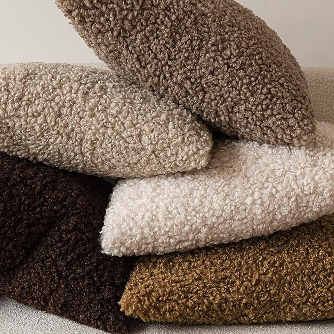 Foindtower 2 Pieces 24x24 Inch Dark Brown, Faux Fur Throw Pillow Cover Accent Sherpa Furry Pillow Covers Fuzzy Soft Pillowcases Cozy Sheepskin Decorative Fleece Cushion Case for Bed Couch Living Room