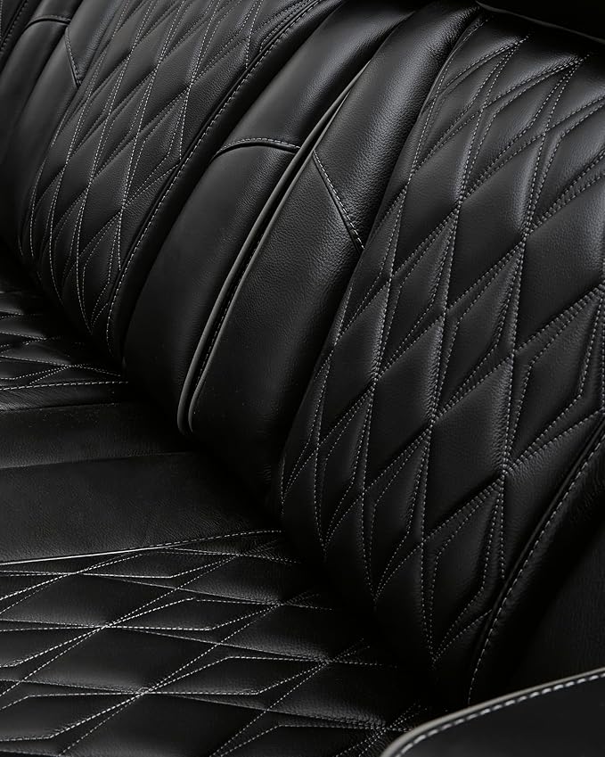 Signature Design by Ashley Boyington Contemporary Leather Match Power Reclining Sofa with Adjustable Headrest, Cup Holder, USB Charging Ports, Air Massage System and LED Lighting, Black