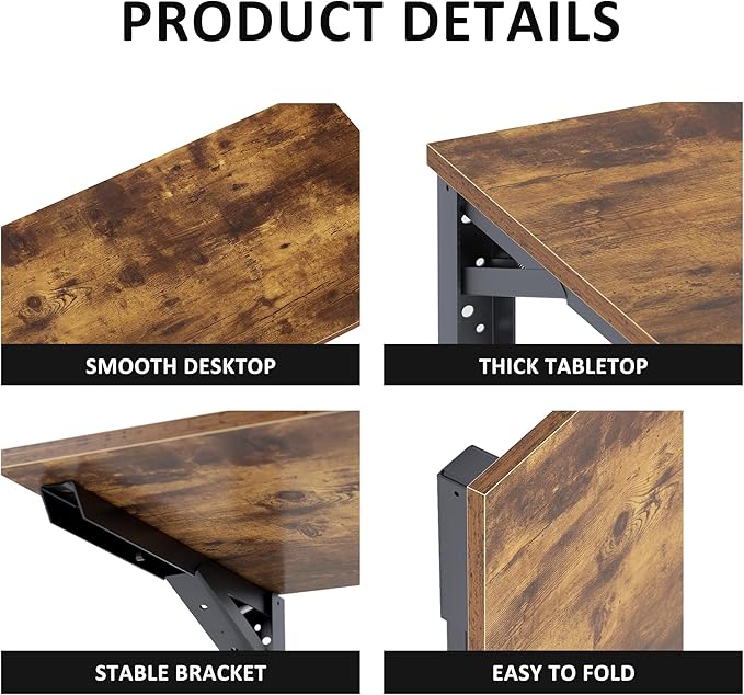 Need Fold Wall Mounted Table Folding Workbench Length 47.2" Width 20" Perfect Addition to Garage & Shed/Home Office/Laundry Room/Home Bar/Kitchen & Dining Room Rustic Brown AC15-12050FG-ND