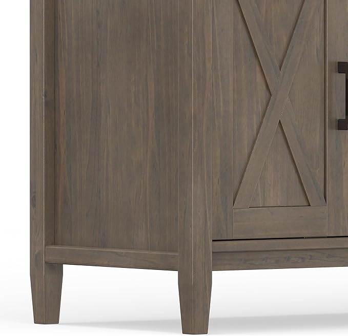SIMPLIHOME Ela SOLID WOOD 72 inch Wide Transitional TV Media Stand in Smoky Brown For TVs up to 80 inches for the Living Room and Entertainment Center