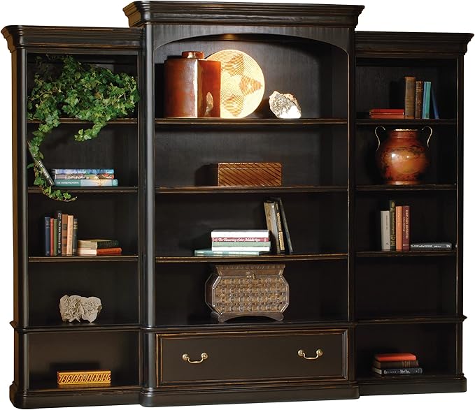 Hekman Furniture Louis Philippe Executive Left Bookcase – Traditional Distressed Wood Bookcase with Multi-Shelf Design Adjustable Shelves for Home Office Living Room & Classic Storage