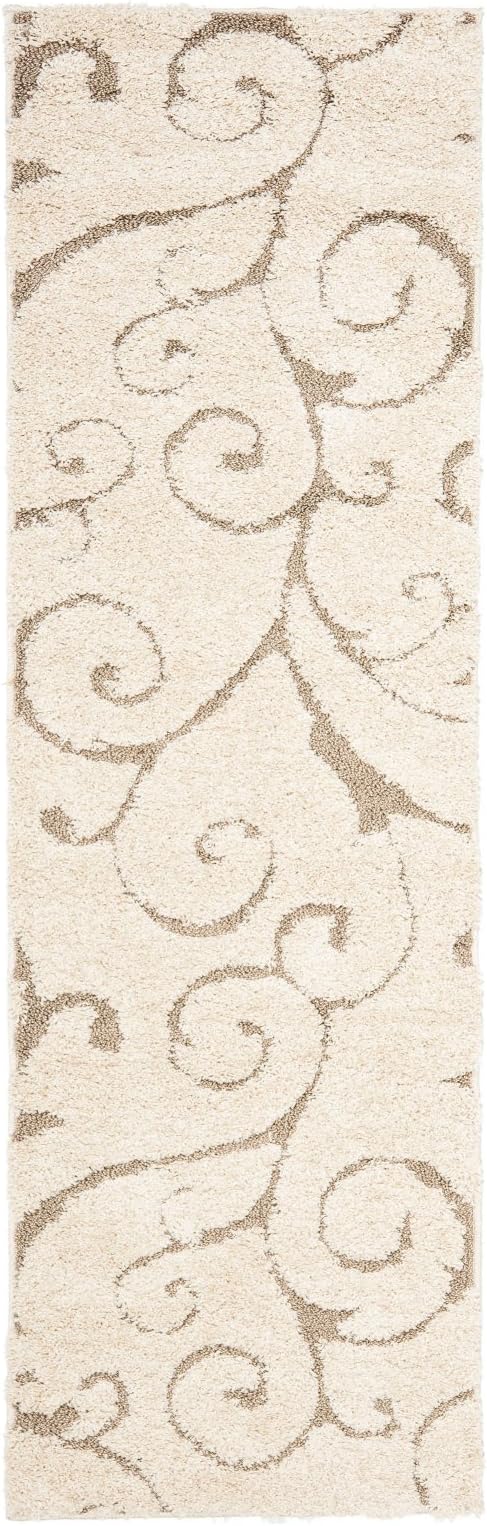 SAFAVIEH Florida Shag Collection Accent Rug - 3'3" x 5'3", Grey, Scroll Design, Non-Shedding & Easy Care, 1.2-inch Thick Ideal for High Traffic Areas in Entryway, Living Room, Bedroom (SG455-8013)