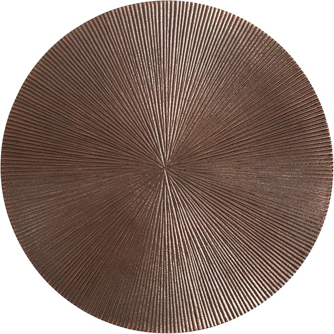 Kate and Laurel Engles Traditional Adjustable-Height Pedestal Drink Table; 10 x 10 x 30; Bronze; Vintage Round Indoor Metal Plant Stand with Embossed Sunburst Pattern