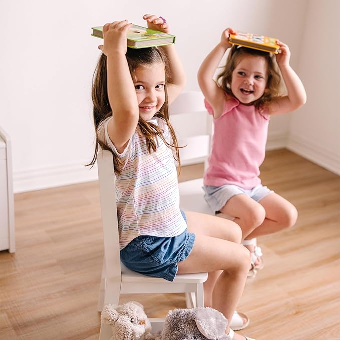 Melissa & Doug Wooden Chairs, Set of 2 - White Furniture for Playroom