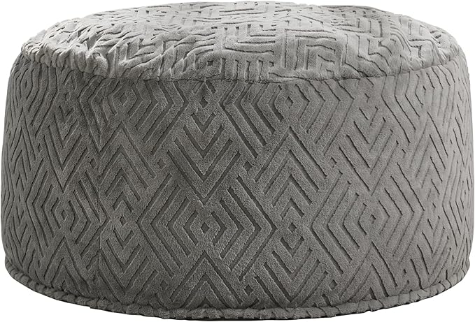 Hobestluk Bean Bag Chairs Adults Beanbag Chair with Filler Large Bean Bags with Fluffy Embossed Cover, Giant Bean Bag Chairs for Adults (Grey, 3FT - 36” x 36” x 22”)