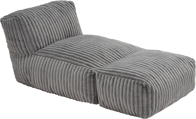 Hobestluk Big Bean Bag Lounger Chairs Large Beanbag Chair for Adults Bean Bag Sofa with Memory Foam Filled for Living Room, Bedroom or Balcony (Stripe Grey)