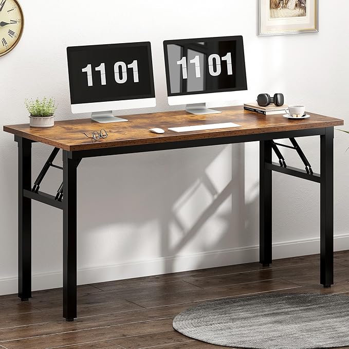 Need 47 inches Computer Desk Office Desk Folding Table with BIFMA Certification Computer Table Workstation, Rustic Brown AC5FB-120
