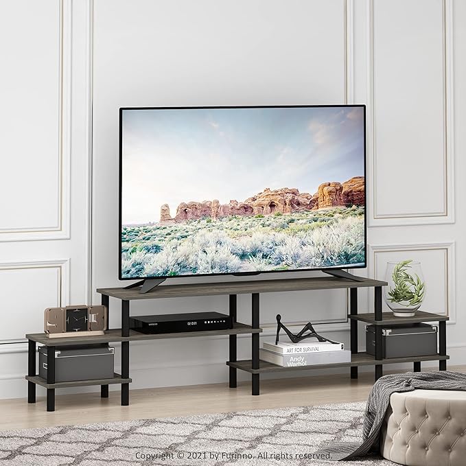 Furinno Turn-N-Tube Grand Stand for TV up, 78 Inch, French Oak