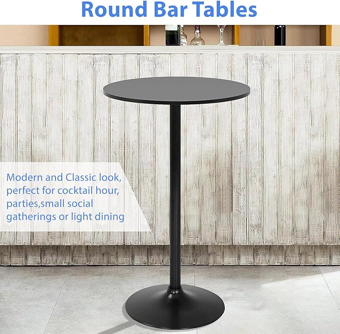 FDW Modern Bar Table 2 Set 40" Height Kitchen Dining Table Round Pub Table Hydraulic Dining Room Home Kitchen Table Bar Top Table Tall Table