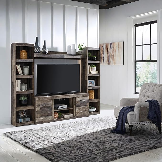Signature Design by Ashley Derekson Farmhouse 3-Piece Entertainment Center for TVs up to 69", Gray
