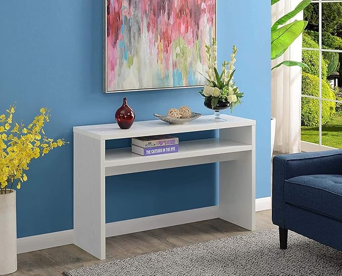 Convenience Concepts Northfield Deluxe Console Hall Table 48" - Modern, Minimalist Narrow Sofa Display Accent With Storage Shelf for Contemporary Living Room, Entryway, or Hallway, White