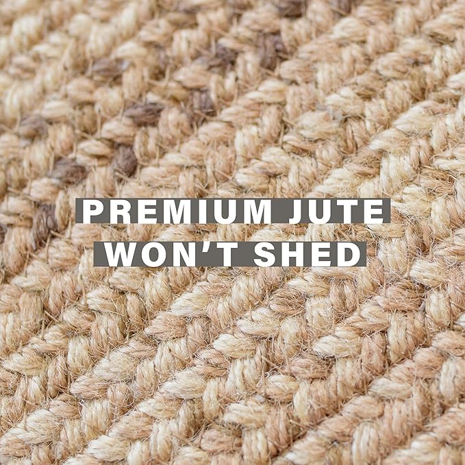 Homespice Cookie Dough Brown Braided Rugs 27x45 - Jute Braided Country Kitchen Rugs for Rustic Decor
