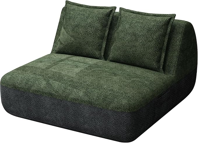 Hobestluk Small Sofa Small Couches for Living Room, Comfy Memory Foam Couch, Mini Sofa with Side Pocket for Living Room, Bedroom (Grey+Green)