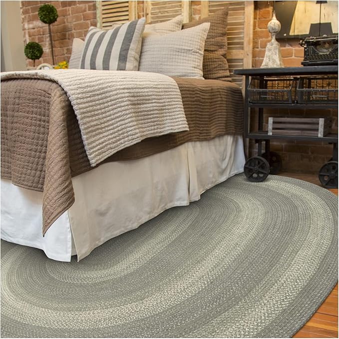 Grey Cloud Jute Braided Oval Rug, 4x6' - Grey, Warm Farmhouse Country Decor, Perfect for Bedrooms, Kitchens and Large Entryways - Pet Friendly, Reversible and Easy to Clean